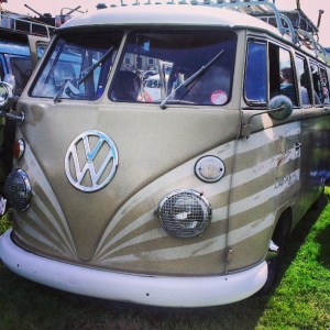 r u low enough striped painted vw splitscreen bus