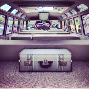 23 window samba vw interior vintage suitcase