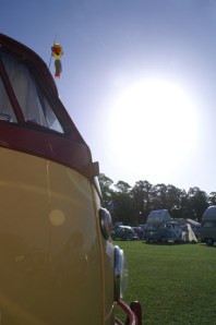 Ruby split screen panel van sunshine red yellow rhubarb custard field of dreams