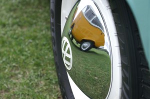 vw camper bay van wheel reflection field of dreams