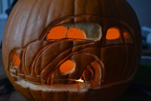 pumpkin vw beetle slammed halloween