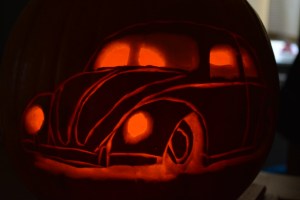 pumpkin vw beetle slammed halloween