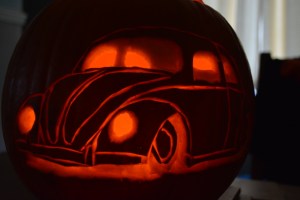 pumpkin vw beetle slammed halloween